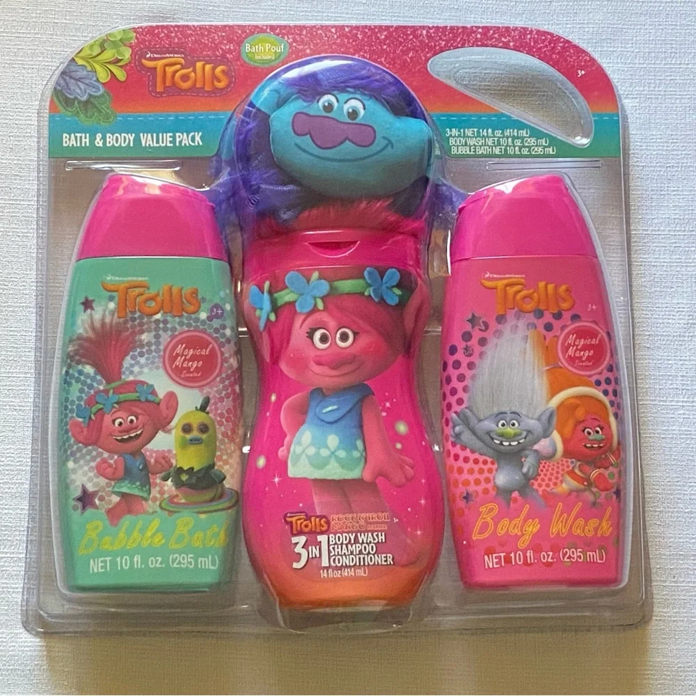 Trolls Bath & Body Value Pack-Shampoo/Conditioner/Body Wash/Bubble Bath/Pouf